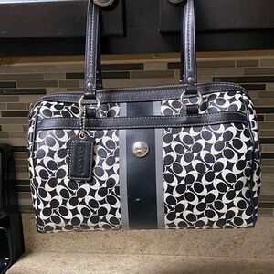 Good condition black and white Coach satchel